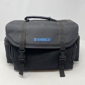 Vintage Ambico Black Nylon Camera Bag Padded with Handle No Strap